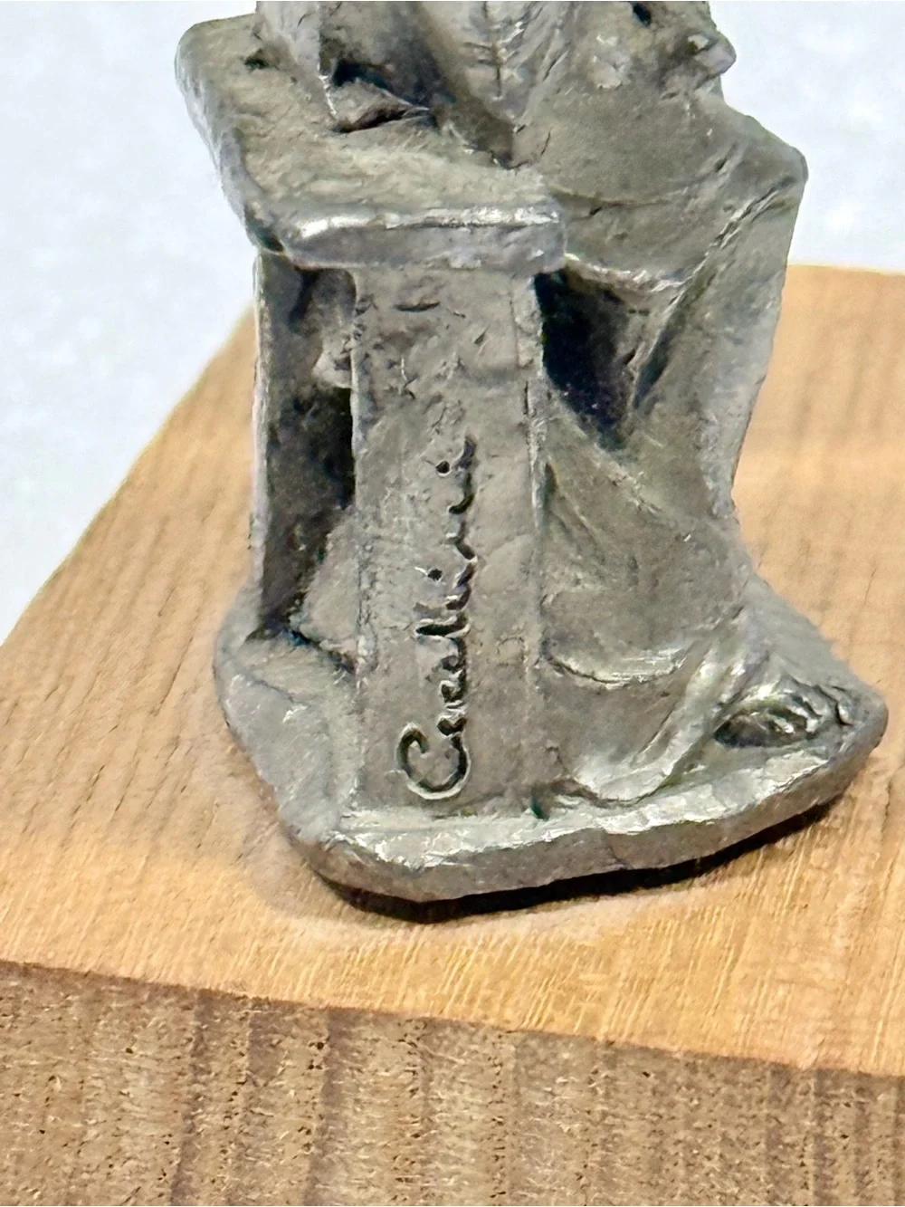 Vintage Holly Family Peltro Hand Chiseled Italian Pewter Signed